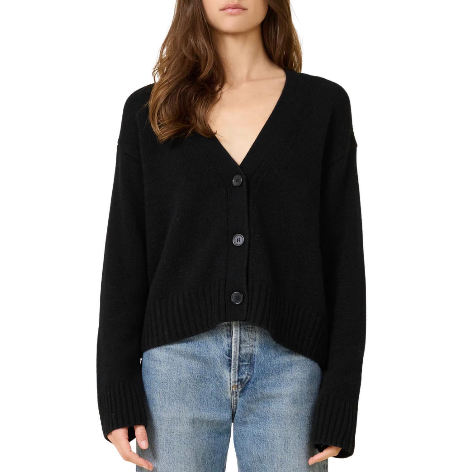 New One Grey Day Aster Cashmere Cardigan In Black